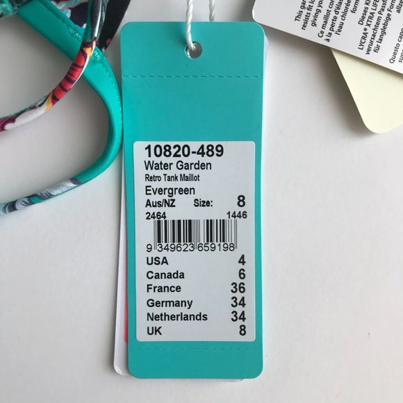 NWT SEAFOLLY One Piece Swimsuit - Aqua w/ Floral Paisley Print - Women's Size 4 - Picture 6 of 8